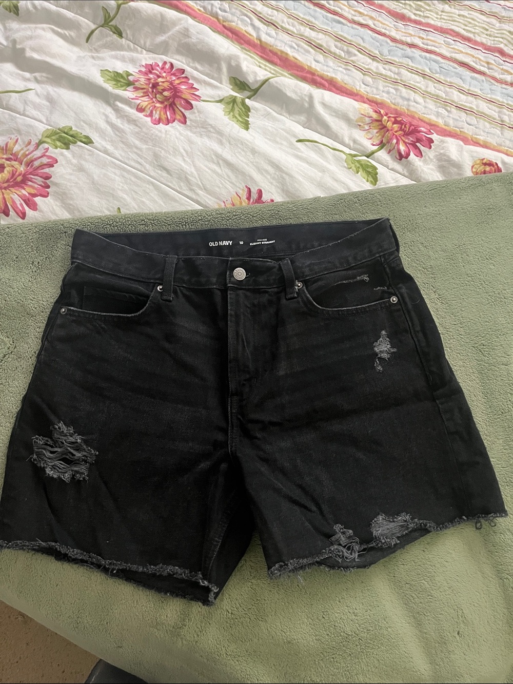 Old Navy Black Distressed Denim Jean Shorts